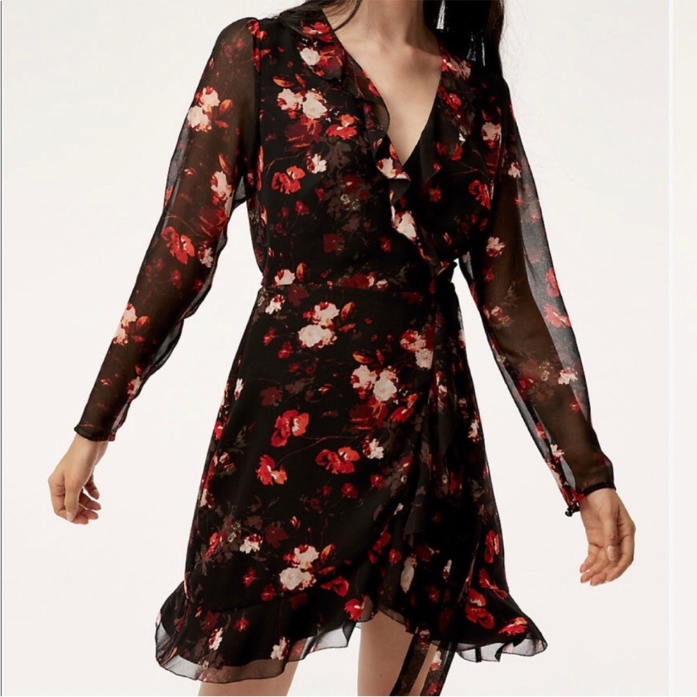 Aritzia Wilfred Louise True Wrap Floral‎ Dress XS 69063